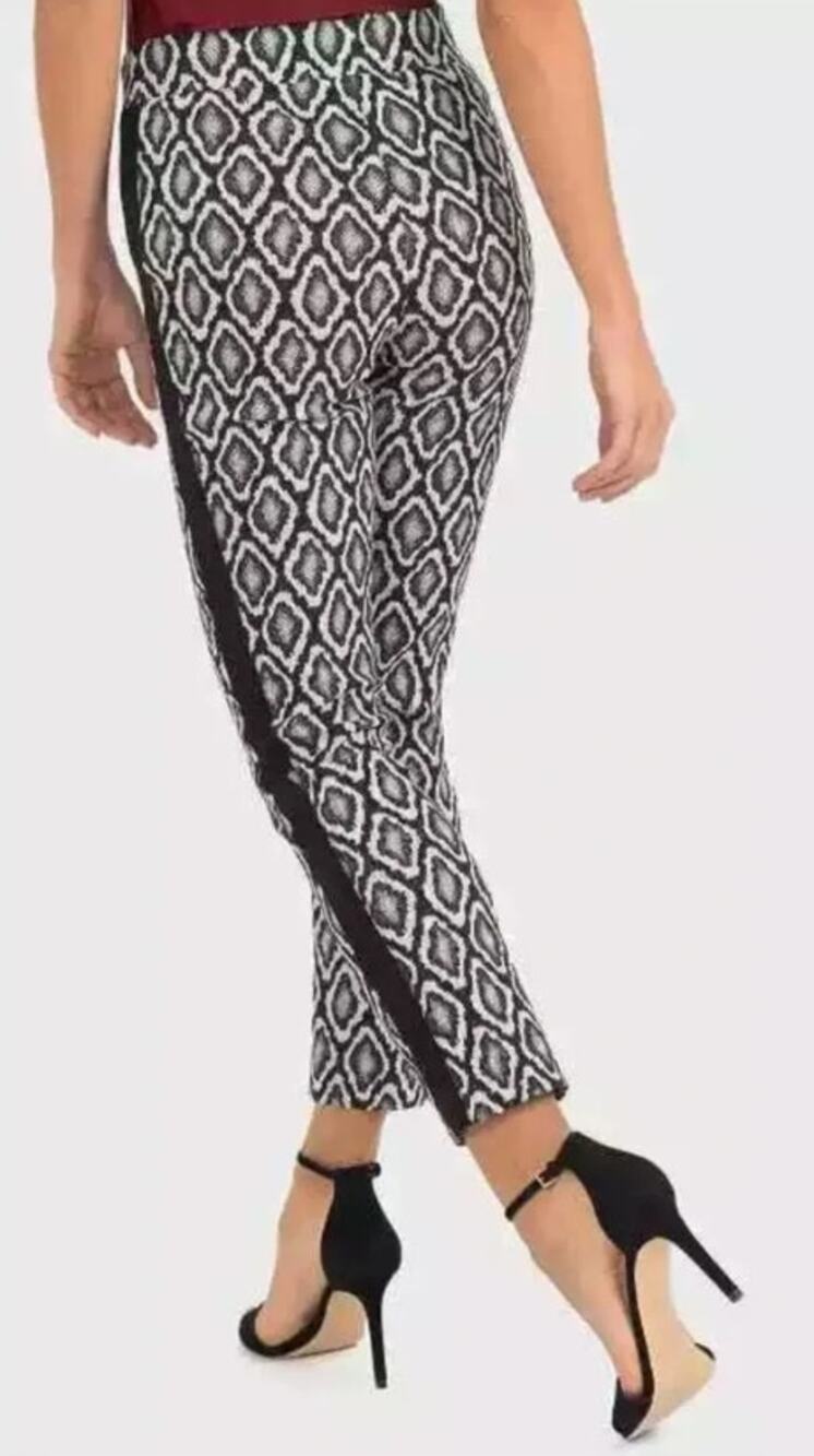 Joseph Ribkoff Amelia Pull On Stretch Pant Black White Reptile Print Women's 12